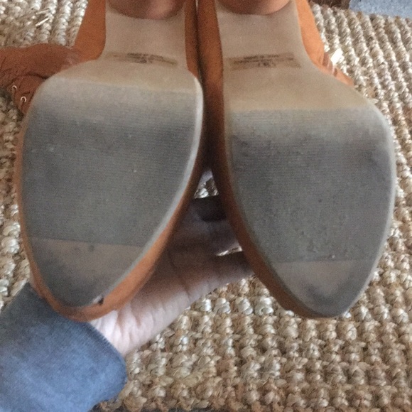 Sexy faux suede rust/tan over-the-knee peep toe boot - Picture 15 of 17